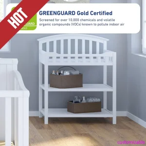 HOT Graco Changing Table with Water-Resistant Changing Pad (White) – GREENGUARD Gold Certified, Multi Storage Nursery Changing T