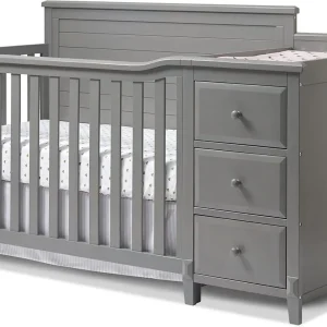 Berkley Crib and Changer with Solid Panel Back Classic -in- Convertible Diaper Changing Table Non-Toxic Finish Wooden Baby Bed