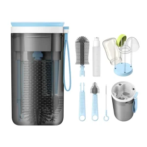 Travel baby bottle set, pacifier cleaner, straw cleaner, soap dispenser, drying rack,