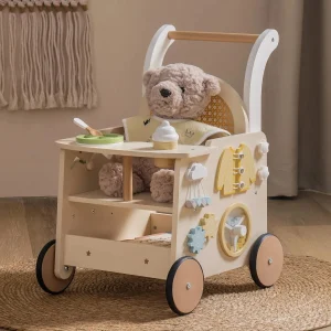Robud Rattan Wooden Baby Push Walker Montessori Push Walker Natural