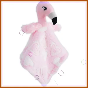 Cozy Dream Fleece Baby Security Blanket - 15x15 Inch Lovey with Stuffed Flamingo Plush - Pink