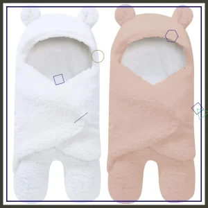 2 Pack Ultra Warm Sherpa Baby Swaddle Wrap for 0-6 Months