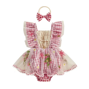 Toddler Girls Ruffle Sleeve Floral Print Romper Dress